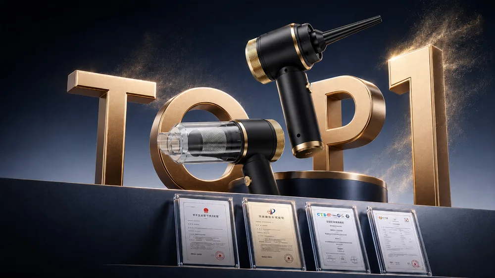 车载吸尘器产品与多平台 TOP1 荣誉、认证证书